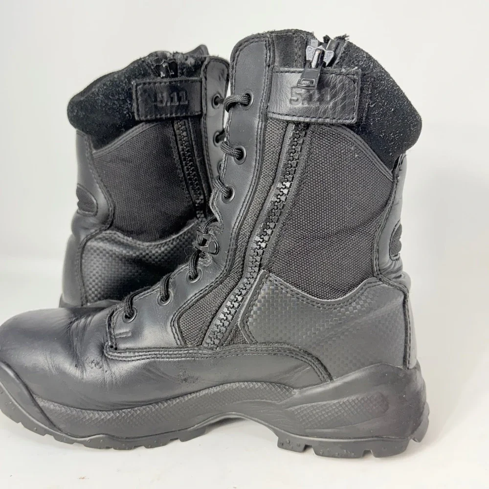 5.11 Tactical Series ATAC 8 Inch Side Zip Boots Mens 9.5 Black Leather 12001